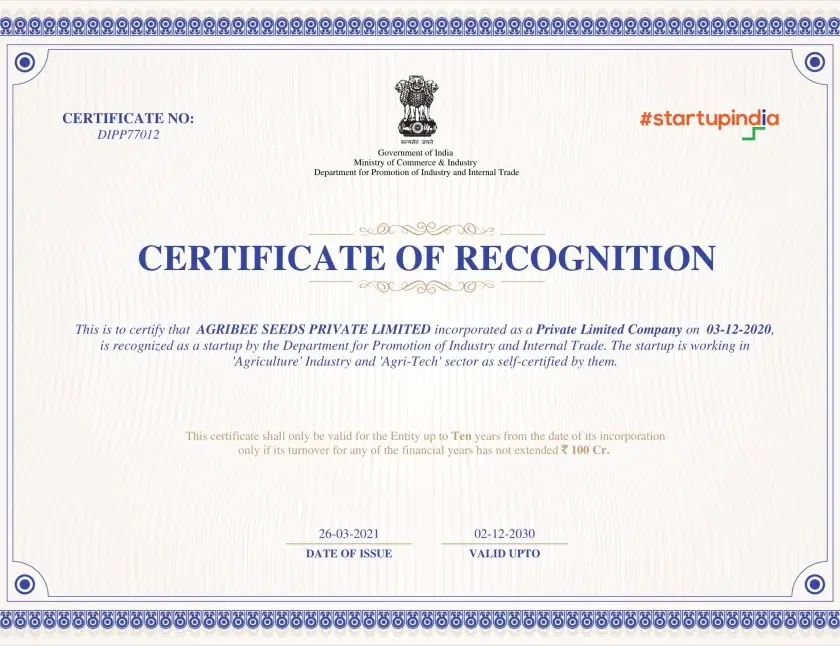 Startup India Recognition (DPIIT)