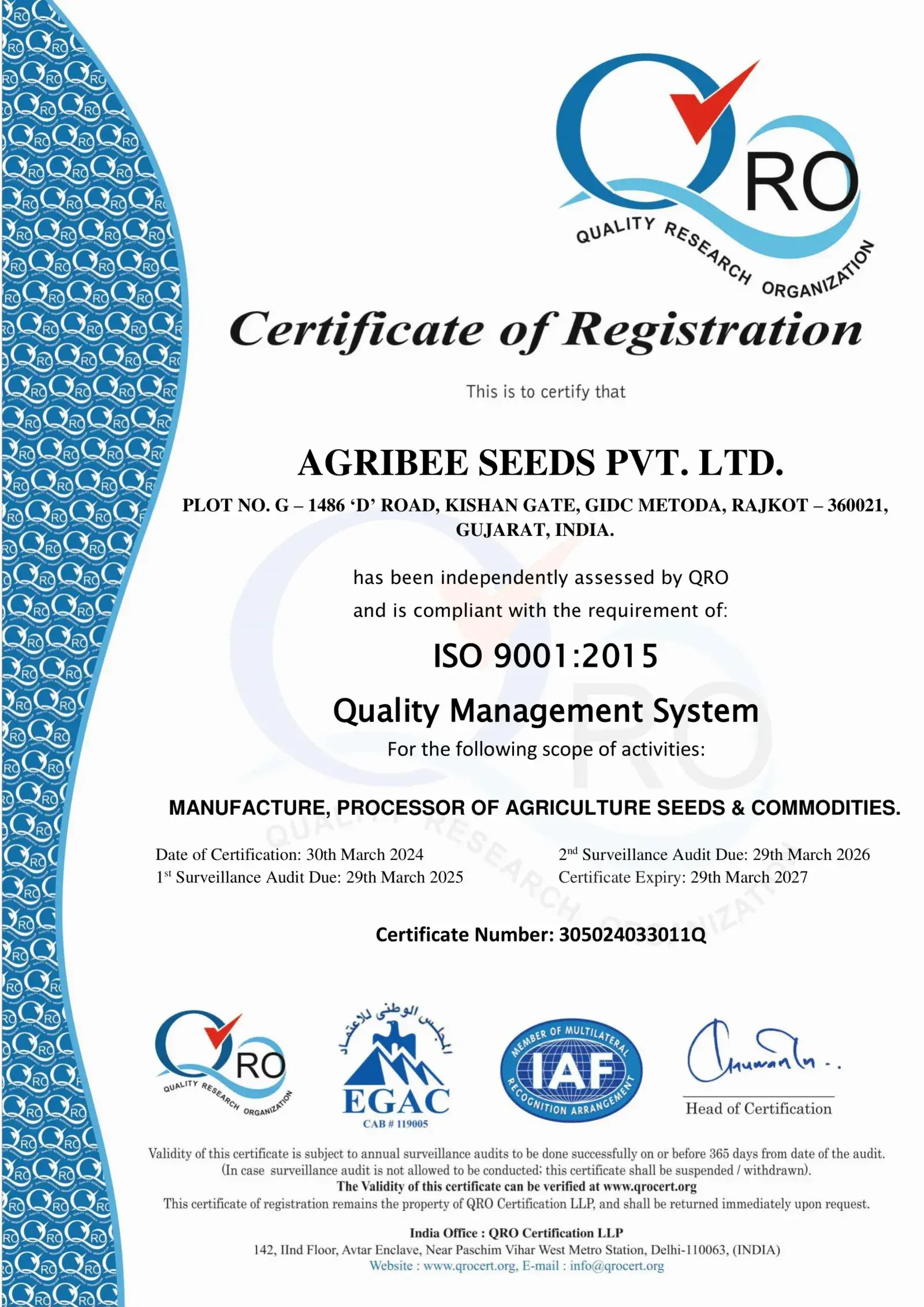 ISO 9001:2015 Quality Management Certified